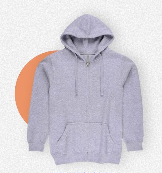 Milltex style 750 full-zip hoodie in heather grey