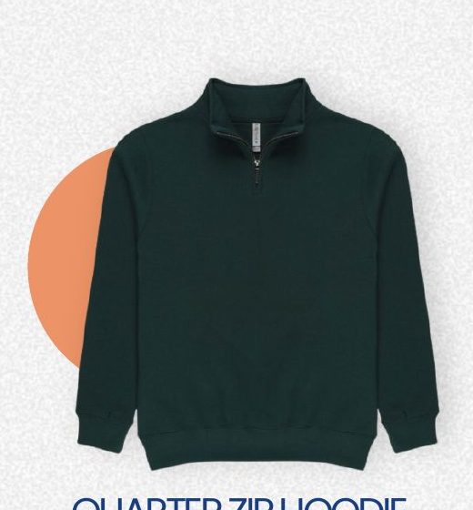 Milltex style 935 quarter-zip hoodie in dark green