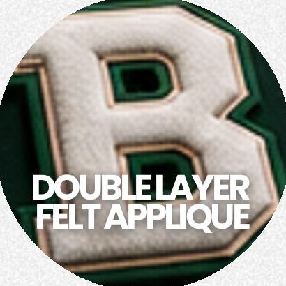 Double layer felt appliqué with a raised, classic letter