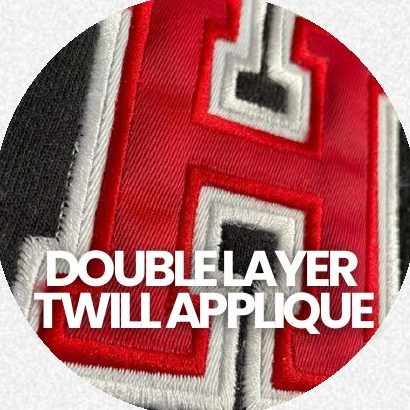 Double layer twill appliqué with a layered border