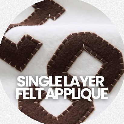 Single layer felt appliqué in a soft vintage script